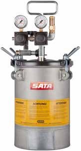 Para la homogenización del material están disponibles agitadores especiales. Un alto rendimiento del recubrimiento y un trabajo racional con calderínes a presión SATA.