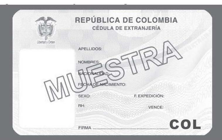 Que el nuevo modelo de Cédula de Extranjería expedida por la Unidad Administrativa Especial Migración Colombia cuenta con las especificaciones de orden técnico y de seguridad que a continuación se