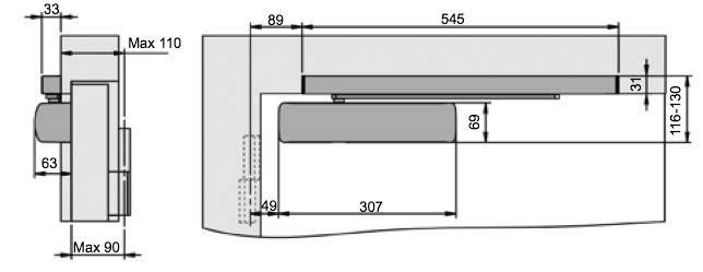 Guías deslizantes para CT5000 GD15EM» Guía deslizante para CT5000, en puertas de hoja simple con retención electromecánica de puerta abierta.