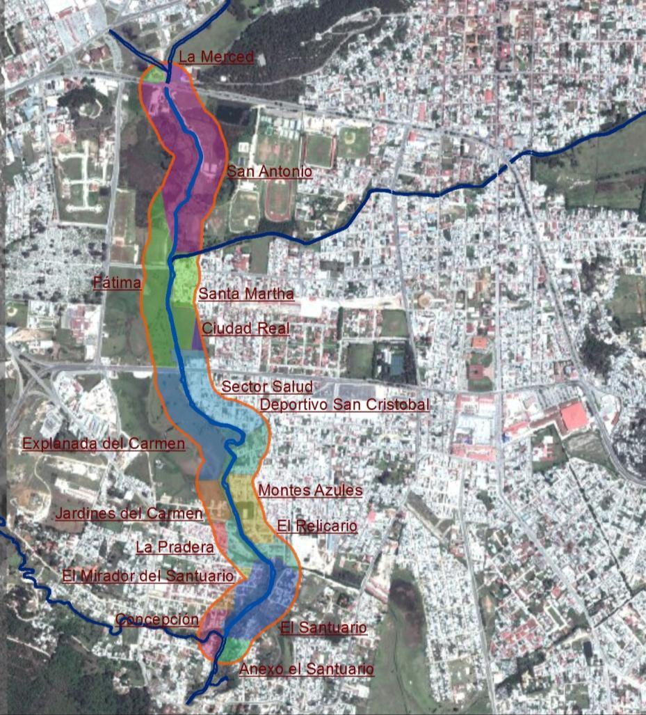 Evaluación del proyecto Las principal zona de afectación se presenta en la zona sur de la ciudad, donde el río Amarillo ha captado la mayor parte de las aportaciones de los ríos aguas arriba.