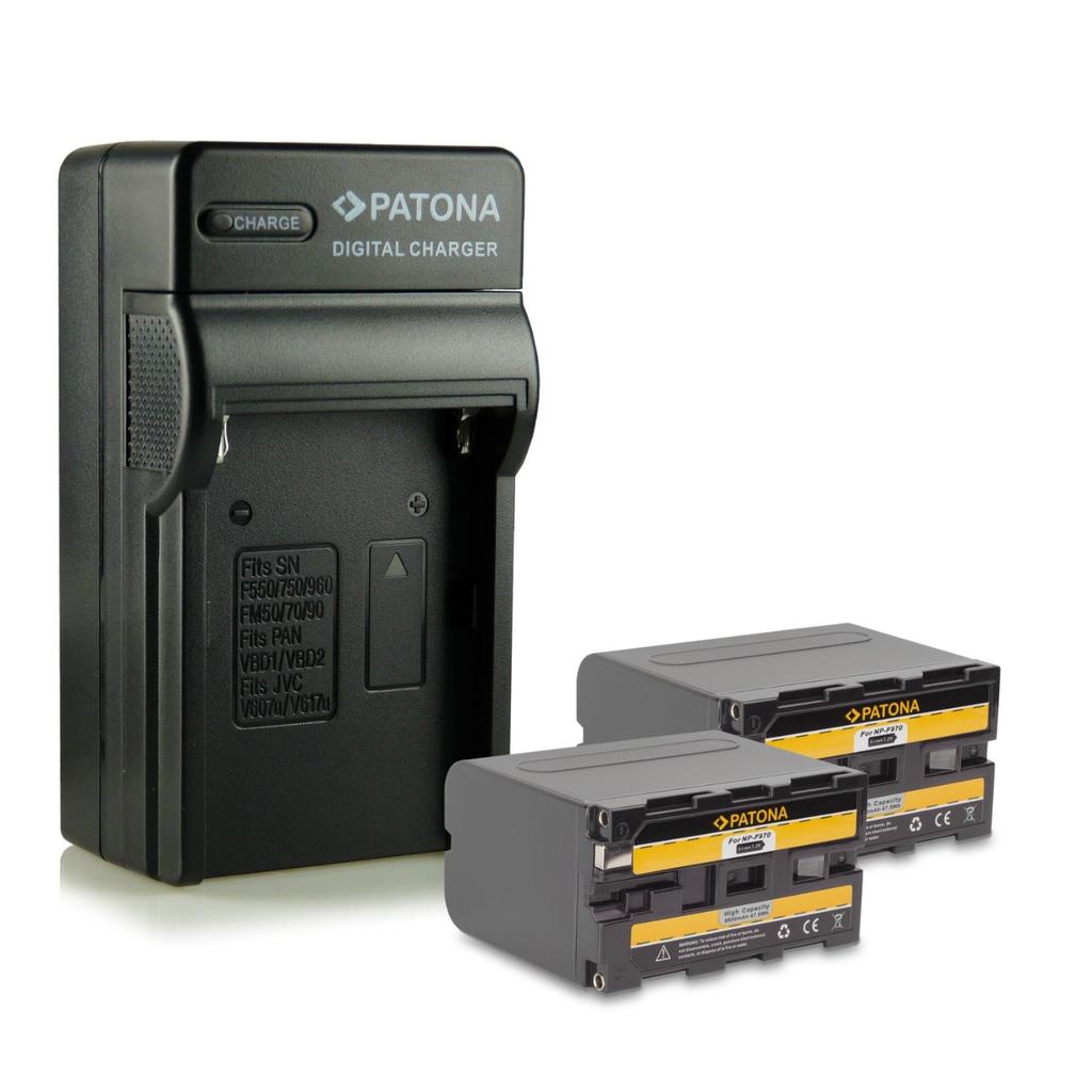 Baterías NP-F970 y cargador Dos baterías de 6600mAh de 7.2V Cargador para una batería Incluye cables de carga para micro USB Precio alquiler 24h.