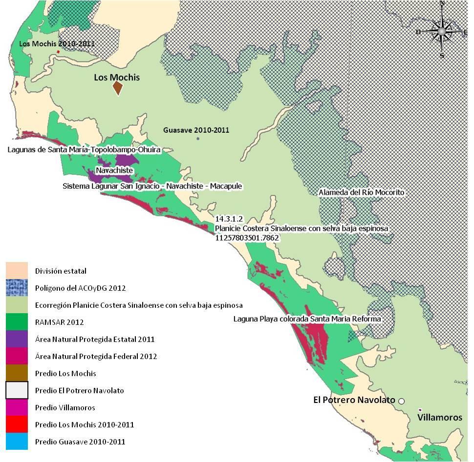 Figura 2. Mapa mostrando los antecedentes experimentales y propuestos en la ecorregión nivel IV 14.3.1.2 Planicie Costera Sinaloense con selva baja espinosa. Mapa Digital.