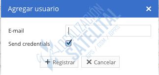 aparecerá una nueva ventana de usuario. Introduzca usuario de correo electrónico y haga clic en el botón Registrar.