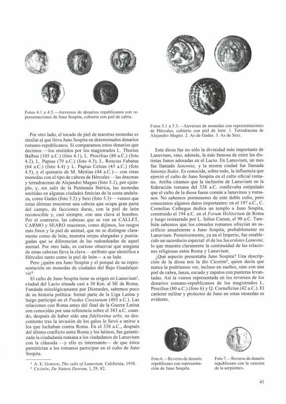 Fotos 4.1 a 4.5.-Anversos de denarios republicanos con representaciones de Juno Sospita, cubierta con piel de cabra.