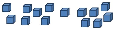 2 Agrupe a los estudiantes en parejas. Distribuya los bloques multibase. Entregue a cada pareja de alumnos 1 barra y 12 unidades. P regunt e : Cuántas unidades necesitamos para hacer una barra?