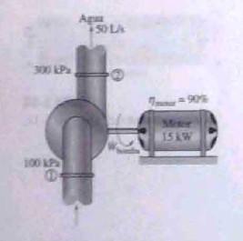 100 kpa y 300kP respectivamente determine a) La eficiencia mecánica de la bomba b)el aumento de temperatura del agua debido a la ineficiencia mecánica EJERCICIO Nº 10: A una caldera de vapor entra