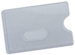 Para TARJETA tamaño CR-80 ( 86 x 54 mm) y grosor de 0,76mm. Cubre ambos lados de la tarjeta. Color: Transparente Ref. 145-2105 Ref. 145-2101 Funda semi-rígida transparente para proteger la tarjeta.