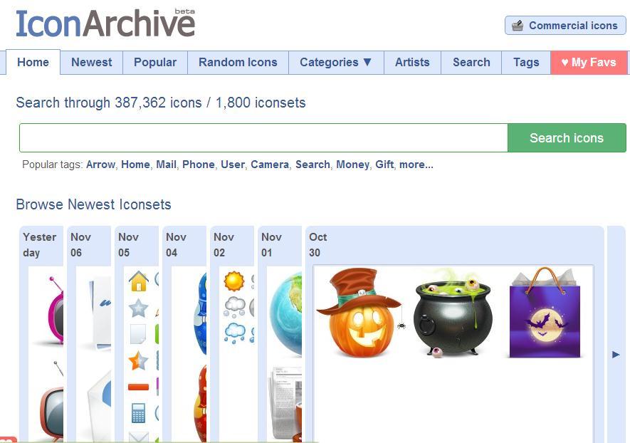 Icon Archive [http://www.iconarchive.com/] Es un completo archivo con más de 337.