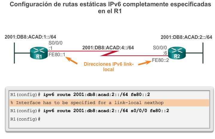 Configuración de rutas estáticas IPv6 Configuración