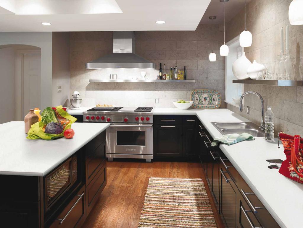 Colors La gama Colors de encimeras de cocina se fabrica en cinco prácticos colores que ayudan a crear unos ambientes sencillos, elegantes y funcionales.