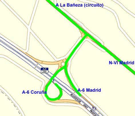 Opción 4 Accediendo por la nacional N VI Madrid o por la autovía A 6 salida 298, continuamos por la N VI dirección La Bañeza o Coruña Aproximadamente a la altura del Km 301, giramos a la derecha