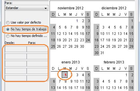 Personalizar un Calendario Caso 2 Definir que ese día