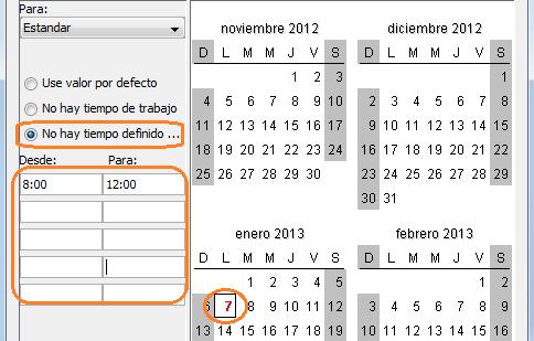 Personalizar un Calendario Caso 3 Definir un horario específico de trabajo