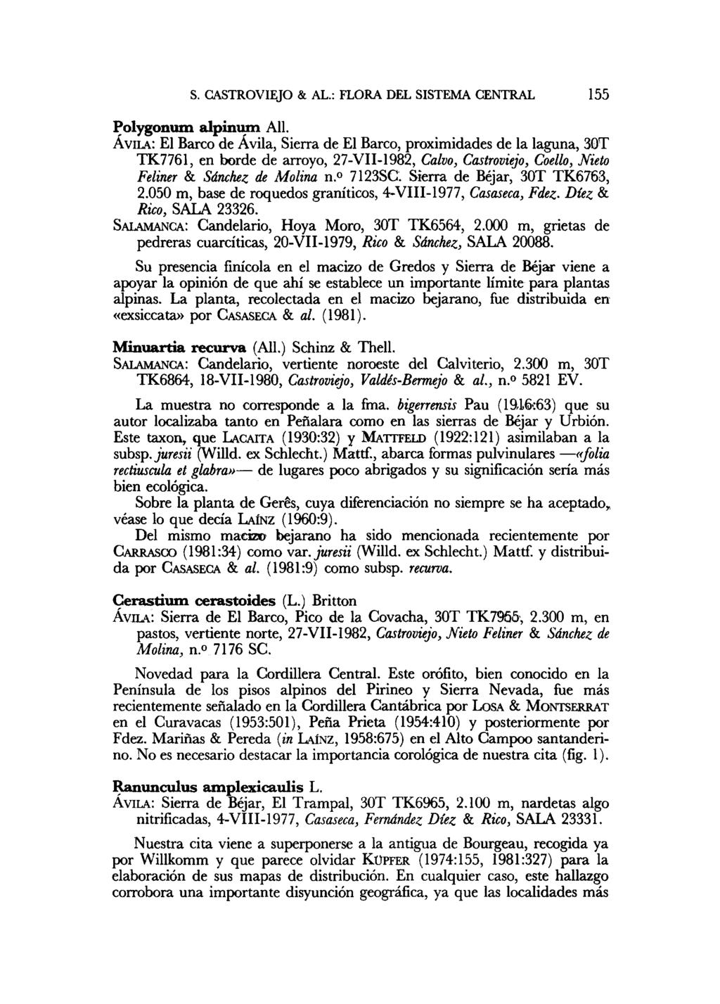 S. CASTROVIEJO & AL.: FLORA DEL SISTEMA CENTRAL 155 Polygonum alpinum All.