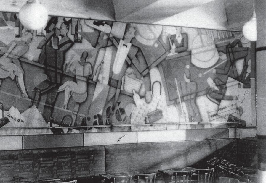 - - - Figura 89. Fotografía de uno de los murales del salón del café Salduba. Archivo familiar Borobio.
