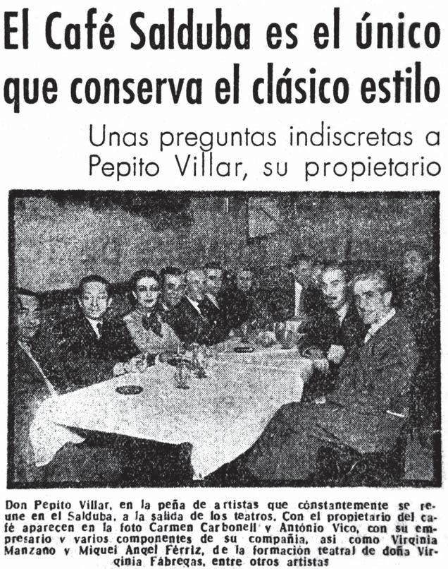 Figura 102. Peña de artistas reunida en el café Salduba, enero de 1949 (Amanecer, Zaragoza, sábado 1 de enero de 1949). B.D.