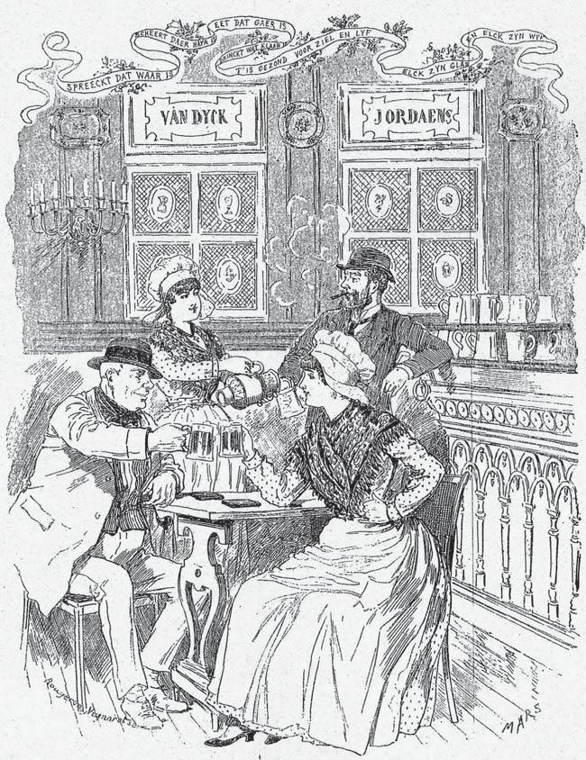 Figura 27. Vista del interior de una cervecería parisina (L Illustrazione popolare, Milán, 17 de febrero de 1889). B.D.P.Z. 220.