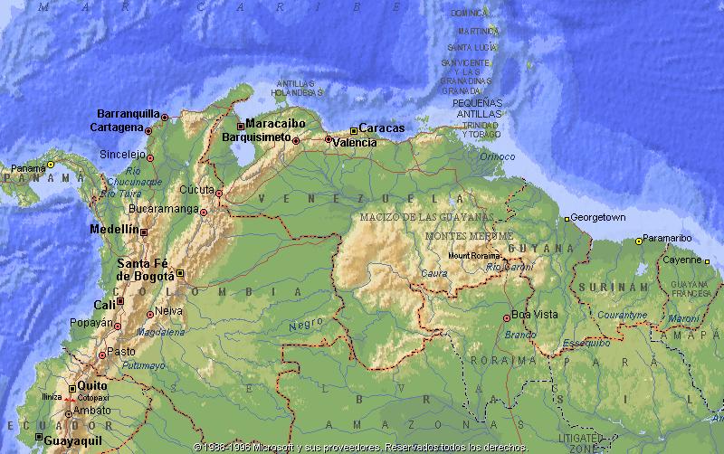 UBICACIÓN Y CARACTERIZACIÓN DE VENEZUELA Cuenca amazónica 916.445 km 2 de territorio terrestre y 4.006 Km 2 de costa del Mar Caribe y del Océano Atlántico 23.232.