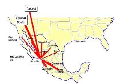 2.1. TURISMO El 14% de la afluencia turística de Mazatlán tiene como origen en Durango, Chihuahua, Coahuila y Nuevo León.