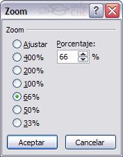 También se puede aplicar el zoom a través de la barra de estado con el control, desplazando el marcador o pulsando los botones - y +.