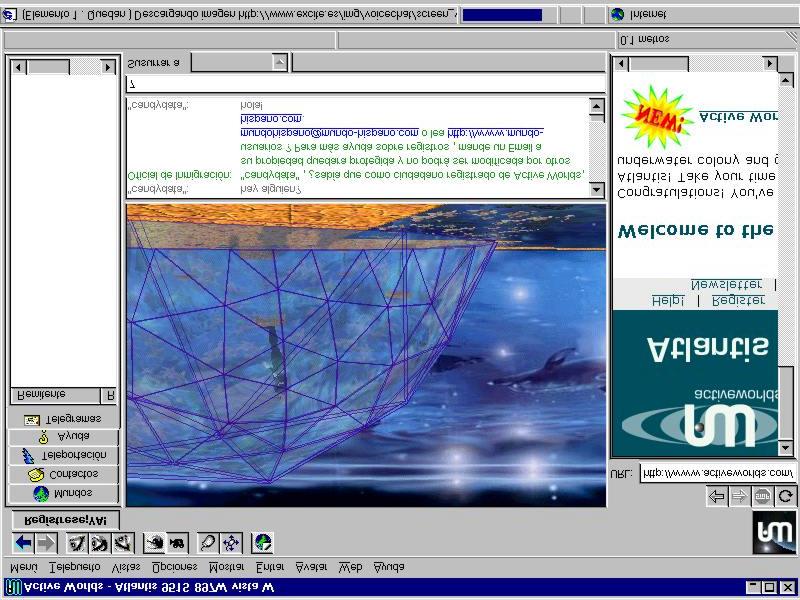 Figura 2.1.12.: Interfaz de Active Worlds, programa descargable en http://www.activeworlds.com, que permite recorre diferentes entornos virtuales, haciendo uso de diversos avatars en 3 dimensiones.