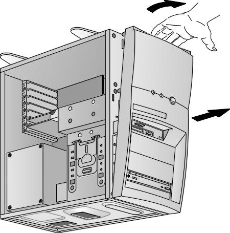 Cómo Instalar una Unidad de CD-ROM, de Cinta o Zip en un Estante Frontal Modelo de Minitorre AVISO Para evitar el riesgo de descarga eléctrica o que se produzcan daños en la vista debido a la luz