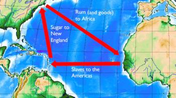 Comercio triangular El comercio triangular consistía en el intercambio de esclavos en África por artículos de comercio o dinero, dichos esclavos eran transportados hasta América del Sur en donde