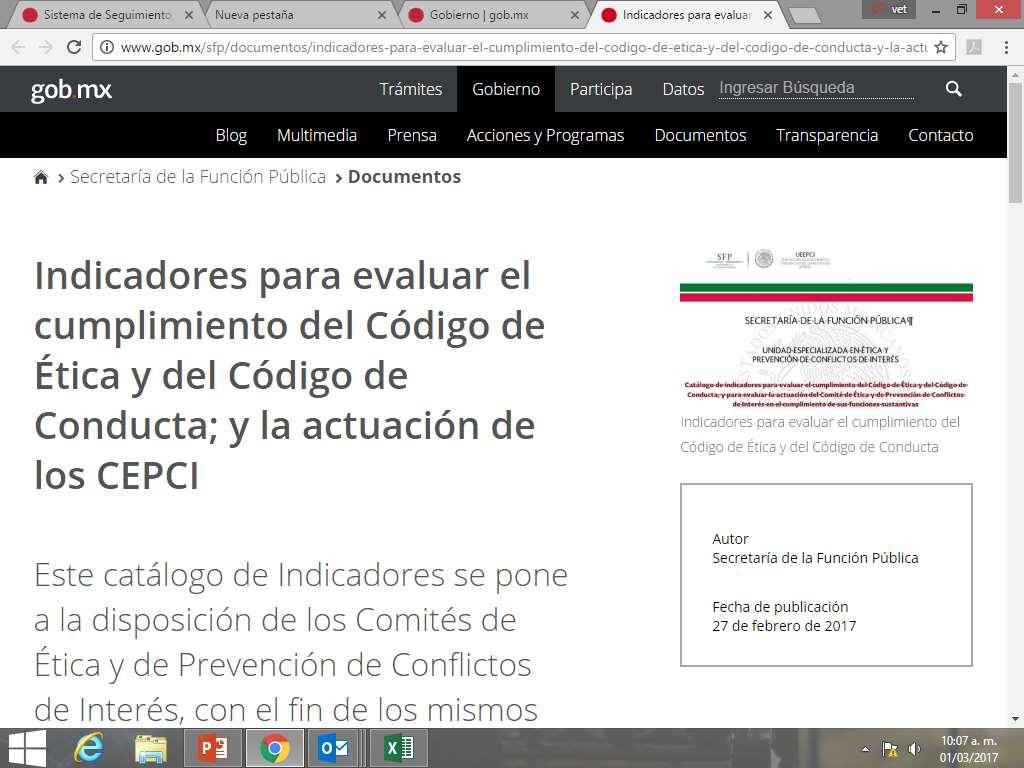 Indicadores 2017 Disponible en el tópico de la UEEPCI (www.gob.
