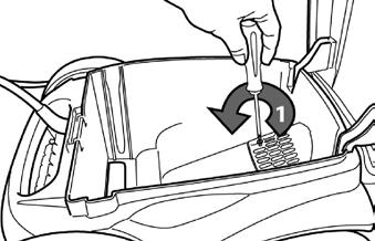 Afloje el tornillo de la rejilla (Figura 19-1). Presione los bordes de la rejilla al tiempo que tira de ella hacia arriba (19-2).