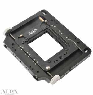 ALPA 12 MAX Movimientos integrados: Arriba 25 mm descentramiento, abajo 18 mm descentramiento, total 43 mr. Izquierda 18 mm, dere-cha 18 mm, total horizontal 36 mm.