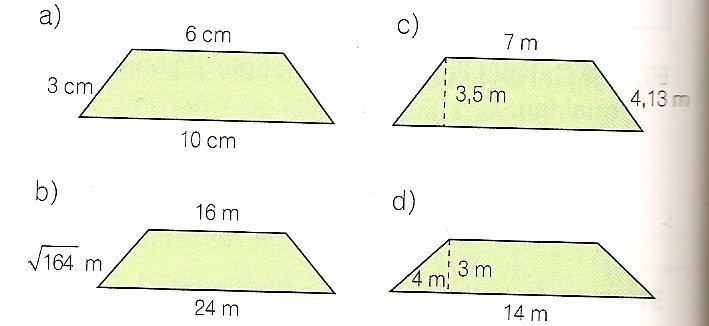 Exercici 9.-Determina l àrea del següent trapezis isòsceles. Exercici 10.-Determina l àrea de regular: a) Un hexàgon regular de 2cm de costat.