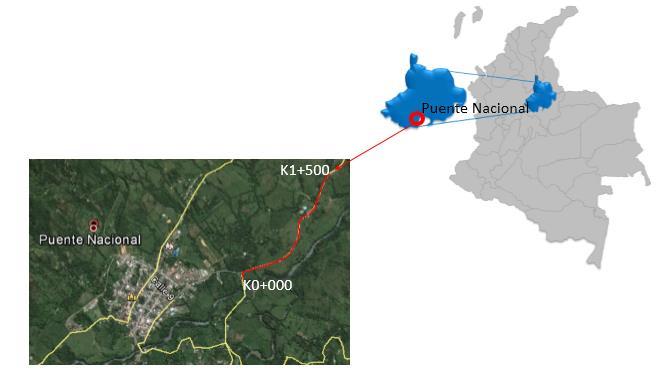 INTRODUCCIÓN El tramo vial que conecta los municipios Puente Nacional y Barbosa en el departamento de Santander con una longitud de nueve (9) km de los cuales se realizó el presente estudio entre