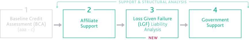 Support & Structural Analysis Considers 3 Elements Affiliate Support, Loss Given Failure (LGF) and Government Support SUPPORT & STRUCTURAL ANALYSIS» How likely is a bank to be supported by affiliates?