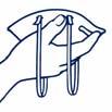 Instrucciones de ajuste 1) Coloque el respirador en la mano con la pieza metálica de la nariz mirando hacia la punta de los dedos y dejando que las bandas de ajuste cuelguen libremente por debajo de