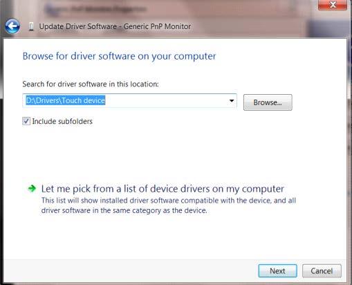..) " y, a continuación, en el botón "Browse my computer for driver software (Buscar software de controlador en