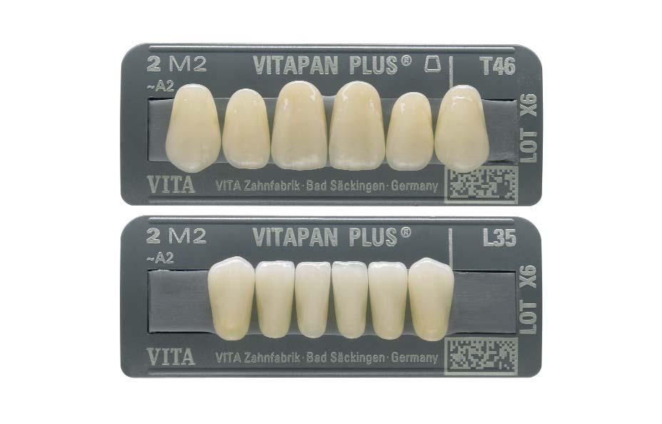 Dientes de resina VITAPAN PLUS El clásico entre los dientes anteriores: con una nueva forma basada en la exigencia Descripción del producto El diente anterior VITAPAN PLUS es el resultado del