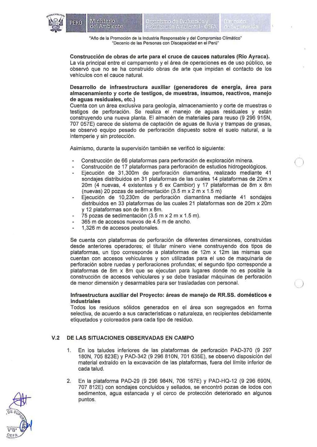 "A1'10 de la Promoción de la Industria Responsable y del Compromiso Climático" Construcción de obras de arte para el cruce de cauces naturales (Río Ayraca).