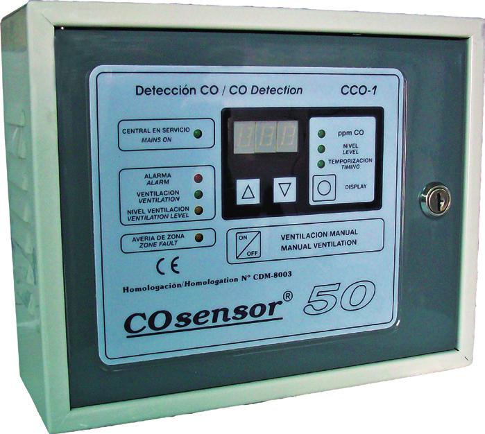 Central CCO-1 DETECCIÓN DE Las centrales COsensor CCO-1 constituyen un equipo electrónico capaz de detectar en todo instante la presencia de monóxido de carbono (CO) en un local (parking, taller,