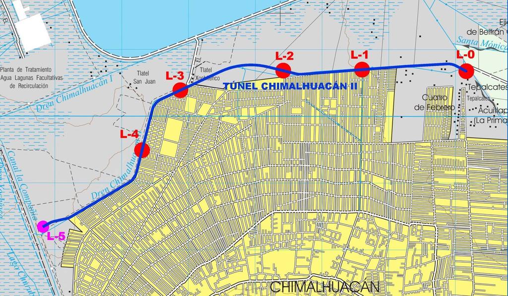 Túneles Profundos Construcción del Túnel Dren Chimalhuacán II Obra 2014 Obra 2015-2016 Obra 2015-2016 Datos de Proyecto Longitud Total 7.63 km Diámetro del 5.
