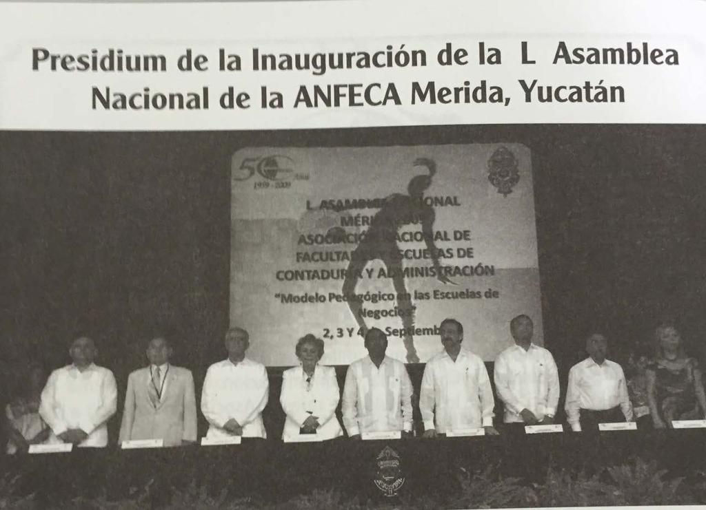 Ceremonia inaugural de la L Asamblea Nacional de la ANFECA, Mérida Yucatán 2 de septiembre 2009. Dr. Raúl Godoy Montañez, Sec. Educación Pública Gob. Edo., Dra. Ma.