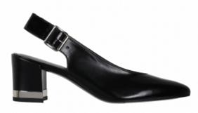 MODELO: LAMELLAM - STUART WEITZMAN realza una zapatilla clásica y discreta con un moderno detalle metálico en su tacón. - Corte pointy toe en lujosa piel.