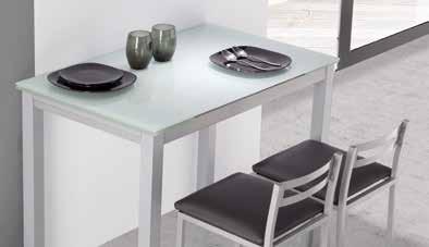 mm. Table extensible avec structure et pieds en métal à finition nickelé mat et plateau en verre couleur blanc de 8