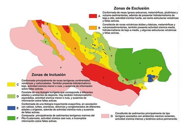 2.7.- Zonas de Inclusión y Exclusión para Almacenamiento Geológico de CO 2 en México.