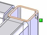 Page 14 of 34 Configure Dirección de espesor en Hacia dentro para que la tapa en extremo se mantenga al mismo nivel que la extensión original de la estructura. Establezca el Espesor en 3. 4.