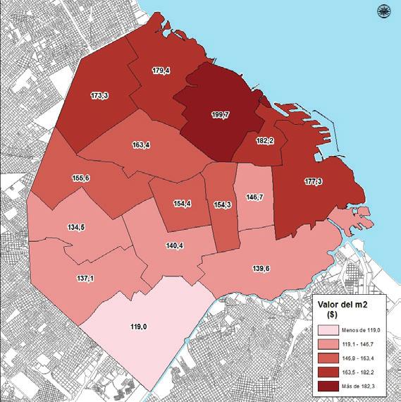 Mapas 2.7 Precio promedio del m 2 de departamentos por comuna.