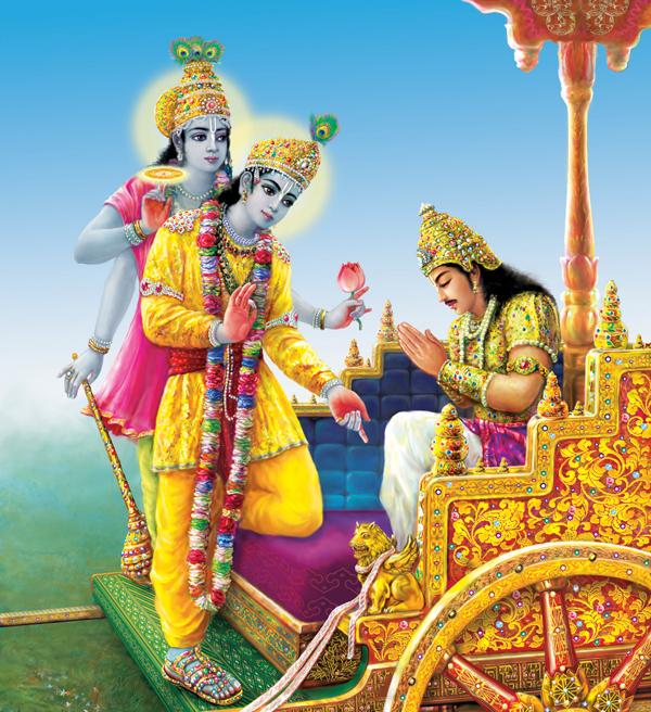 Krishna distingue tres tipos de conocimiento relacionado con las gunas: el tamásico que se apega a un sólo objeto de la acción como si fuese todo sin reocuparse por las causas, perdiendo la esencia