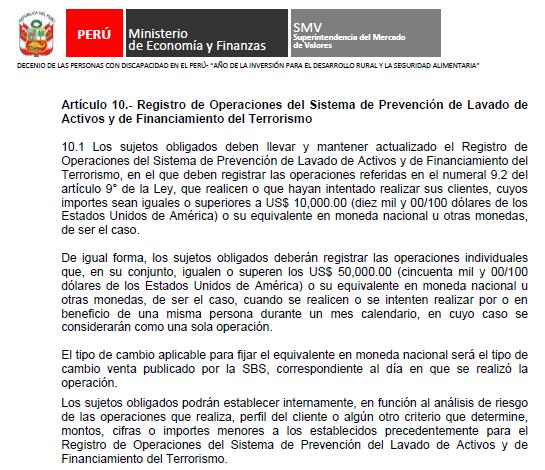 II. REPORTE DE OPERACIONES SOSPECHOSAS A. Registro de Operaciones del Sistema LAFIT RESOLUCIÓN CONASEV N 087-2006-EF-94.