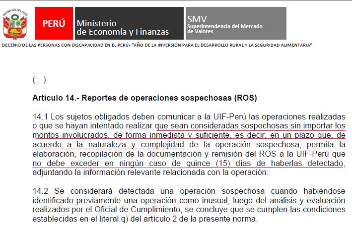 II. REPORTE DE OPERACIONES SOSPECHOSAS B. ROS RESOLUCIÓN CONASEV N 087-2006-EF-94.
