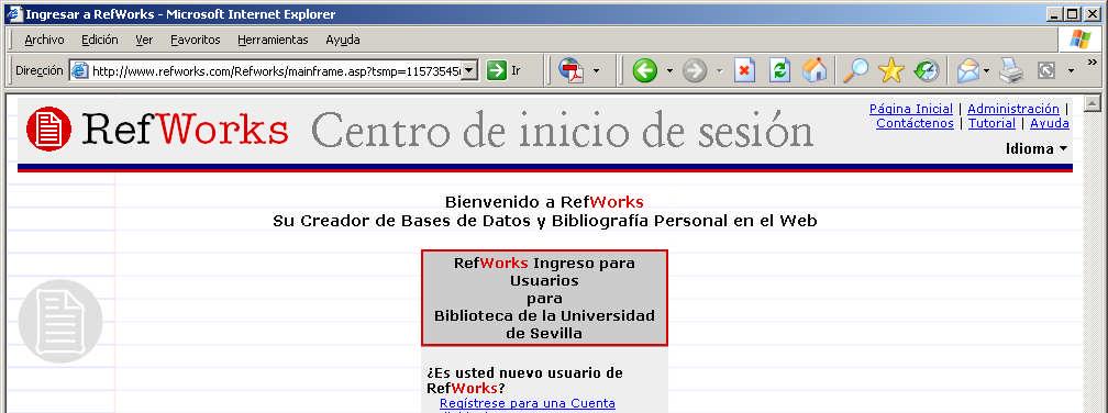 Refworks REFWORKS: Programa en línea para la