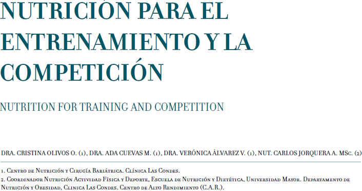 2012 Cristina, O. O., Ada, C. M., Verónica, Á. V., & Carlos, J. A. (2012). Nutrición para el entrenamiento y la competición.